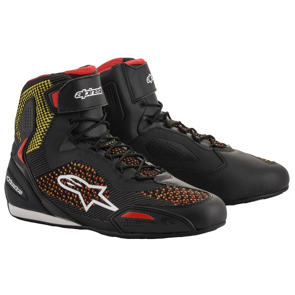 Motorrad Sportschuhe Alpinestars Faster 3 Rideknit Black Yellow Red