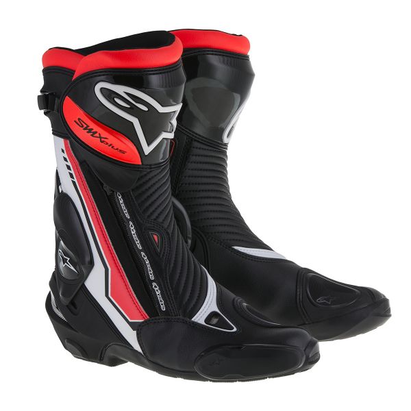 Motorradstiefel Alpinestars SMX Plus White Black Red Fluo