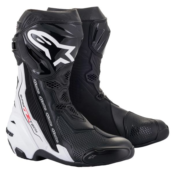 Motorradstiefel Alpinestars Supertech R Boot Black White Motorradstiefel Alpinestars Supertech R Boot Black White