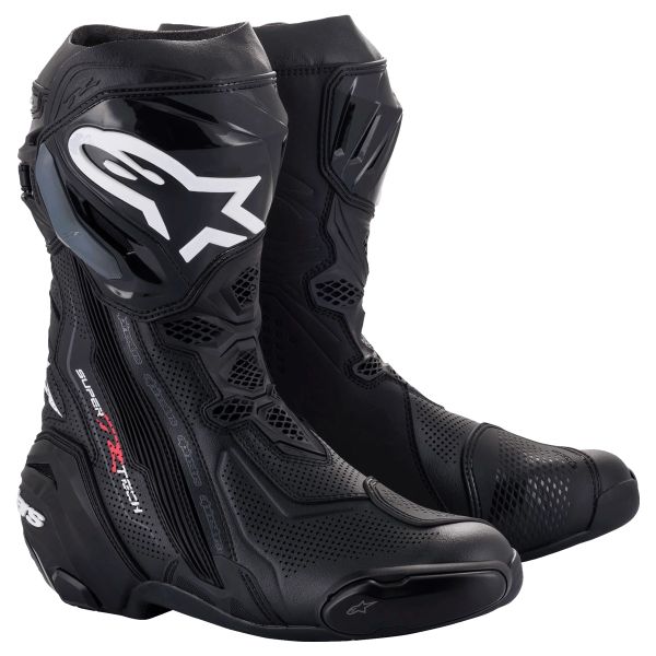 Motorradstiefel Alpinestars Supertech R Vented Boot Black Black Motorradstiefel Alpinestars Supertech R Vented Boot Black Black