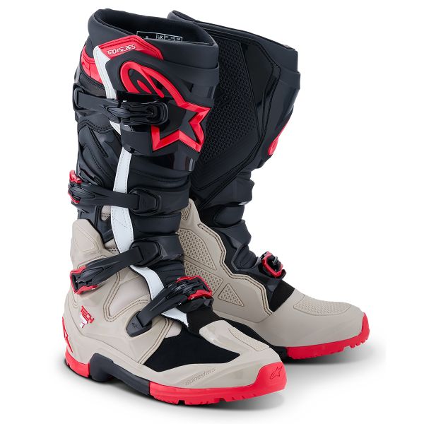 Motorradstiefel Alpinestars Tech 7 Enduro Black Light Gray Bright Red