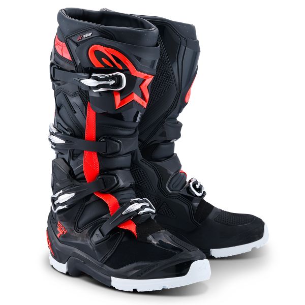 Motorradstiefel Alpinestars Tech 7 Enduro Drystar Black Red Fluo White
