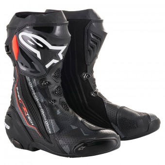 Motorradstiefel Alpinestars Supertech R Black Dark Grey Red Fluo