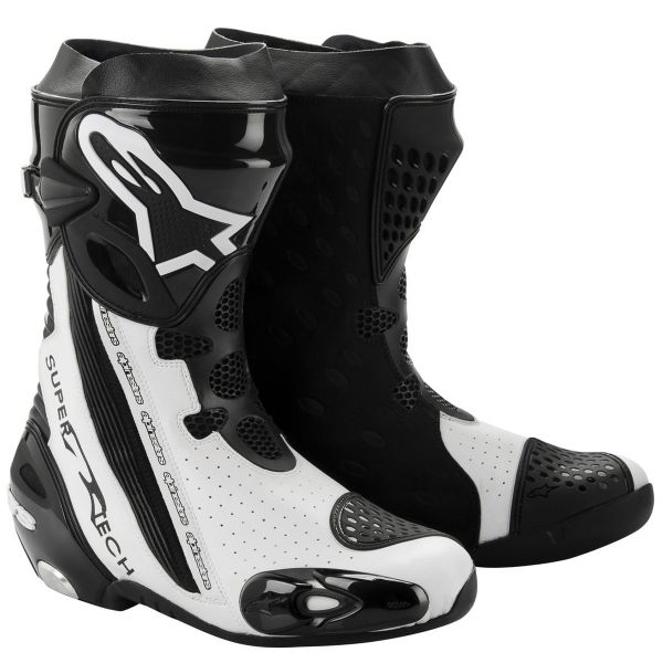 Motorradstiefel Alpinestars Supertech R Black White Vented