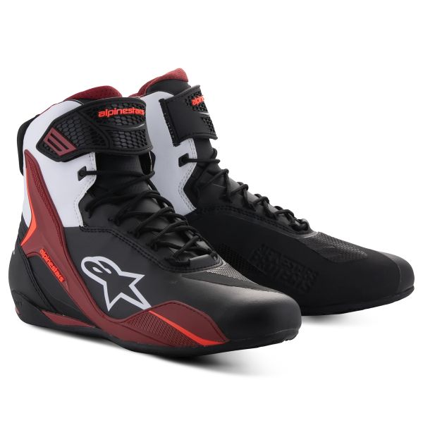 Motorradschuhe Alpinestars Faster 4 Black White Dark Red Motorradschuhe Alpinestars Faster 4 Black White Dark Red