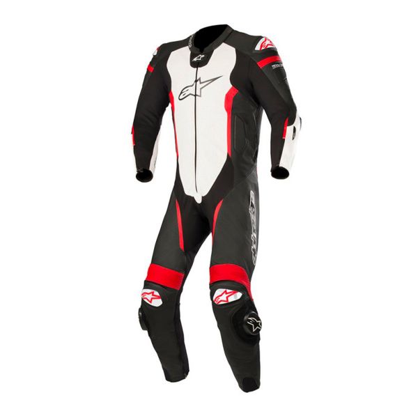 Motorrad-Lederkombi Alpinestars Missile Suit Black White Red Fluo
