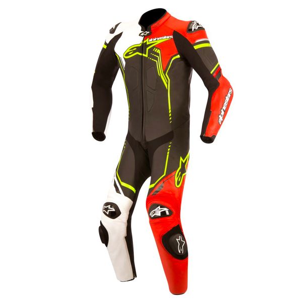 Motorrad-Lederkombi Alpinestars Young GP Plus Black White Red Fluo Yellow