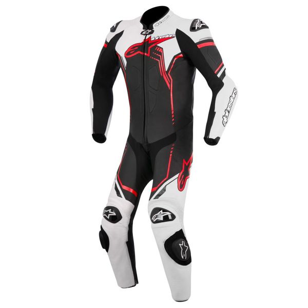 Motorrad-Lederkombi Alpinestars Young GP Plus Black White Red Fluo