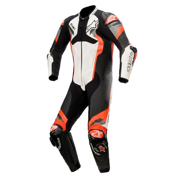 Motorrad-Lederkombi Alpinestars Atem V4 Suit 1 PC White Black Red Fluo Gray