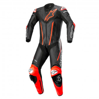 Motorrad-Lederkombi Alpinestars Fusion Suit 1PC Black Red Fluo