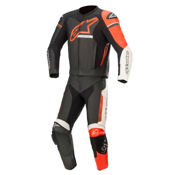 Motorrad-Lederkombi Alpinestars GP Force Phantom 2 PC Black White Red Fluo