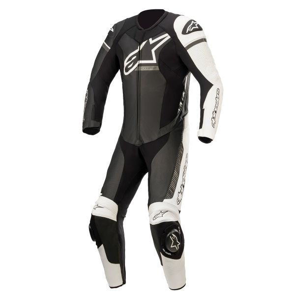 Motorrad-Lederkombi Alpinestars GP Force Phantom Black White Metallic Gray