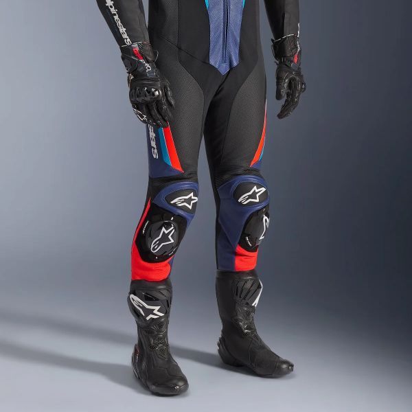 Alpinestars GP Force V2 Leather Suit 1PC Black Blue Red Fluo