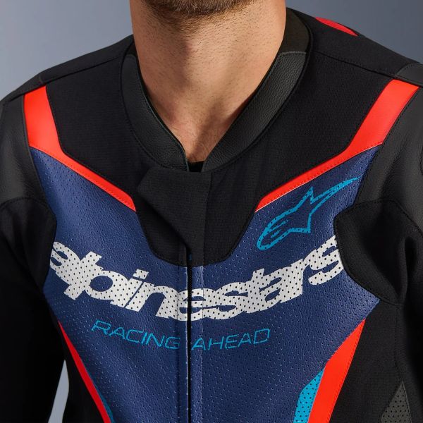 Alpinestars GP Force V2 Leather Suit 1PC Black Blue Red Fluo