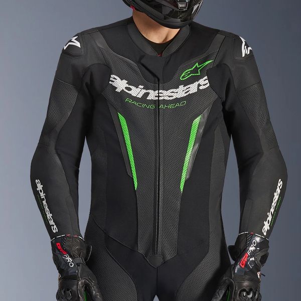 Alpinestars GP Force V2 Leather Suit 1PC Black Green