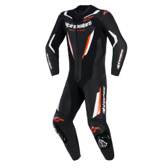 Motorrad-Lederkombi Alpinestars GP Force V2 Leather Suit 1PC Black White Red Fluo