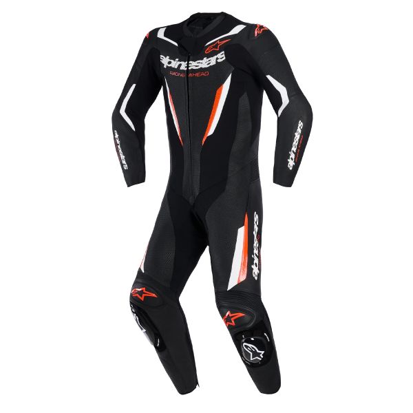 Motorrad-Lederkombi Alpinestars GP Force V2 Leather Suit 1PC Black White Red Fluo