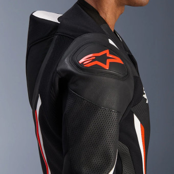 Alpinestars GP Force V2 Leather Suit 1PC Black White Red Fluo