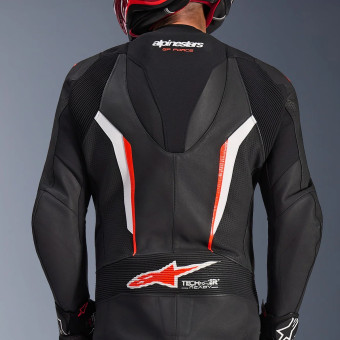 Alpinestars GP Force V2 Leather Suit 1PC Black White Red Fluo