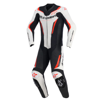 Motorrad-Lederkombi Alpinestars GP Force V2 Leather Suit 1PC White Black Red Fluo Motorrad-Lederkombi Alpinestars GP Force V2 Leather Suit 1PC White Black Red Fluo