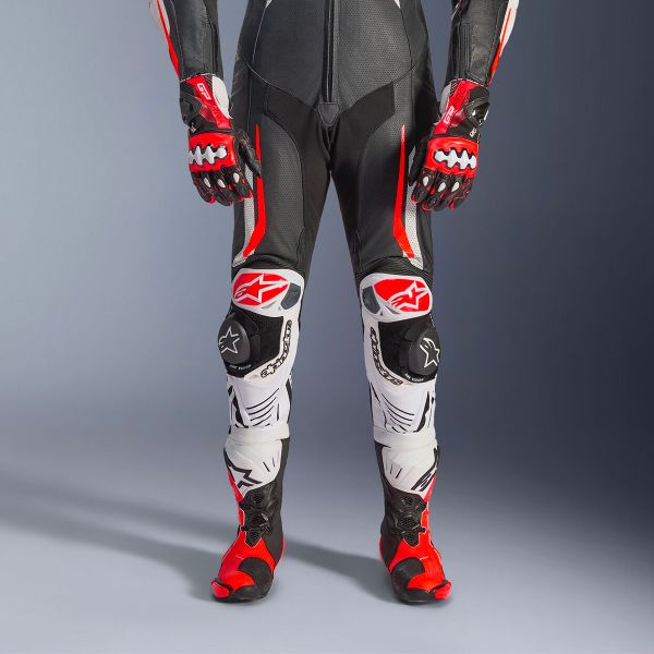 Alpinestars GP Tech V5 1 PC Leather Suit Black White Red Fluo