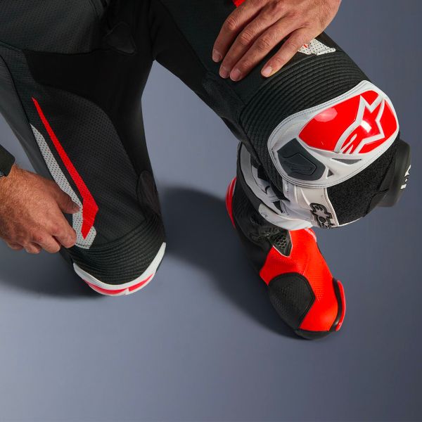 Alpinestars GP Tech V5 1 PC Leather Suit Black White Red Fluo