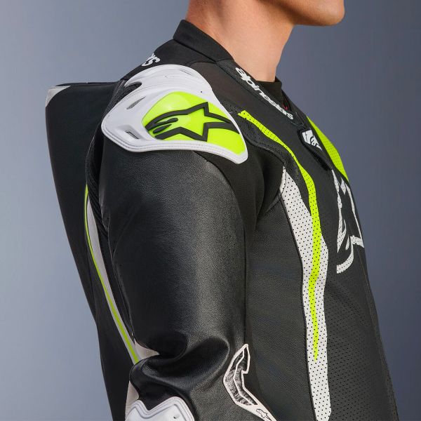 Alpinestars GP Tech V5 1 PC Leather Suit Black White Yellow Fluo