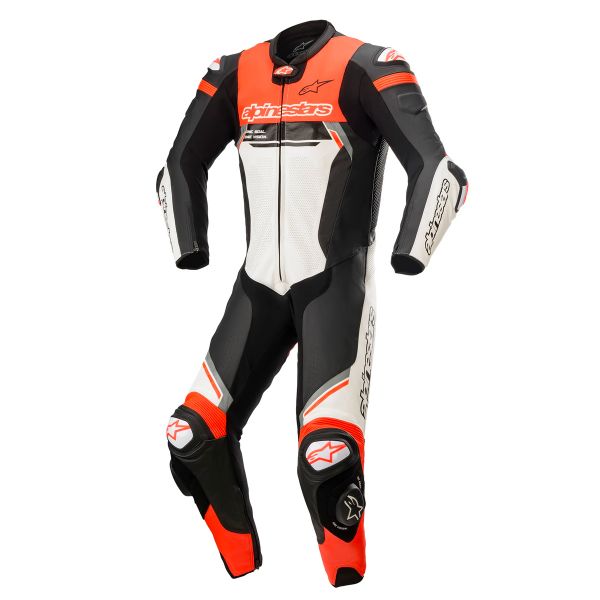Motorrad-Lederkombi Alpinestars Missile V2 Ignition 1PC Suit Black White Red Fluo