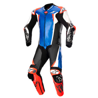 Motorrad-Lederkombi Alpinestars Racing Absolute V2 1PC Metallic Blue Black White Red Fluo