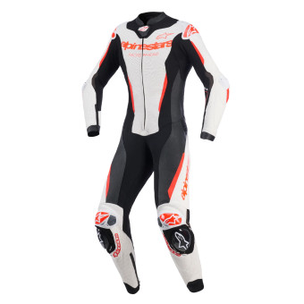 Motorrad-Lederkombi Alpinestars Stella GP-R7 1PC Leather Suit White Black Red Fluo