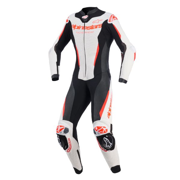 Motorrad-Lederkombi Alpinestars Stella GP-R7 1PC Leather Suit White Black Red Fluo