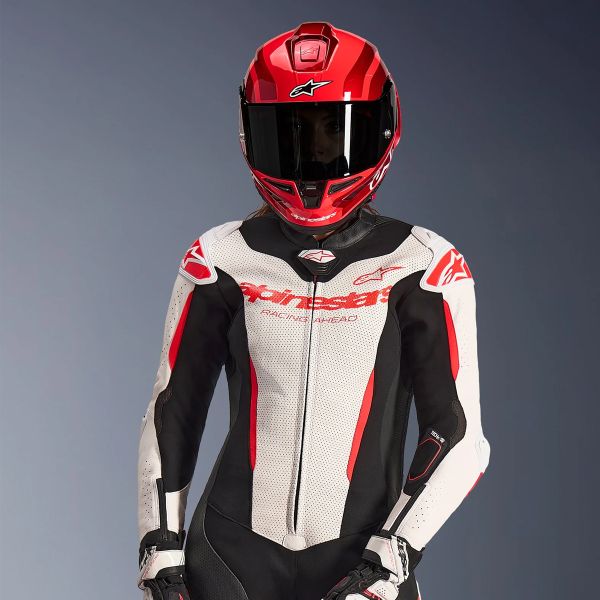 Alpinestars Stella GP-R7 1PC Leather Suit White Black Red Fluo