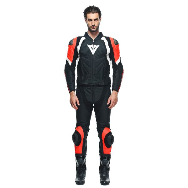 Motorrad-Lederkombi Dainese Avro 4 2 PC Black Matt Fluo Red White Motorrad-Lederkombi Dainese Avro 4 2 PC Black Matt Fluo Red White