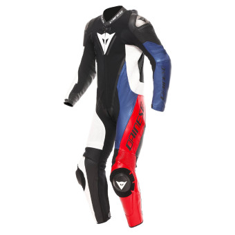 Motorrad-Lederkombi Dainese Demon Sprint 1PC Leather Black White Red Lava