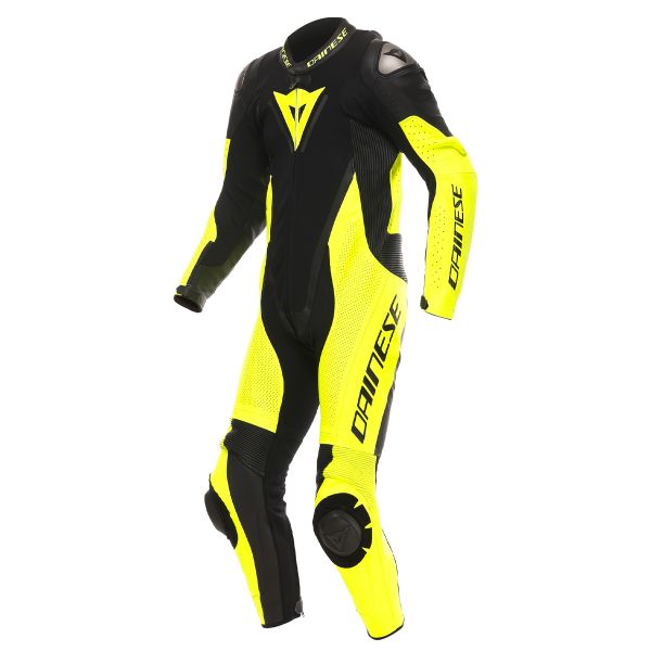 Motorrad-Lederkombi Dainese Demon Sprint 1PC Leather Black Yellow Fluo