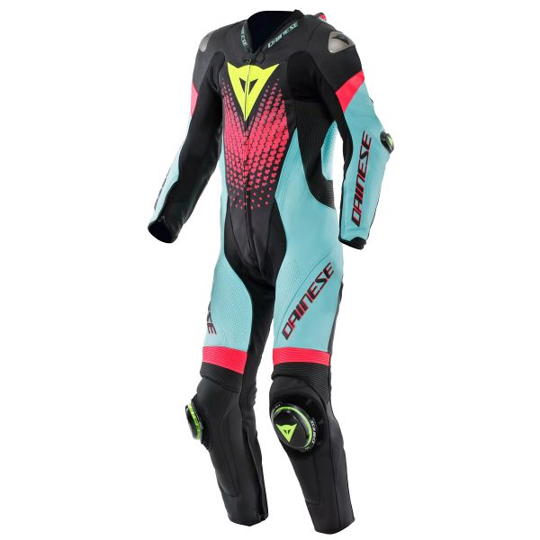 Motorrad-Lederkombi Dainese Laguna Seca 6 Perf 1PC Leather Black Water Fuxia