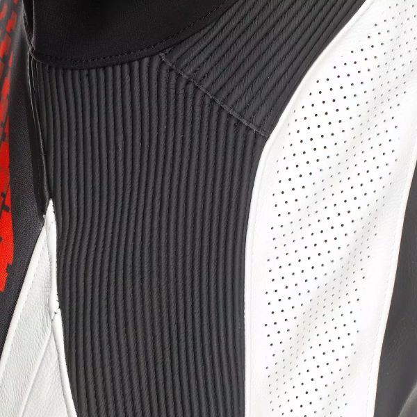 Dainese Laguna Seca 6 Perf 1PC Leather Black White Red Fluo