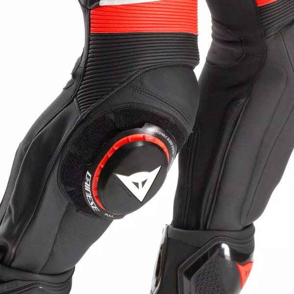Dainese Laguna Seca 6 Perf 1PC Leather Black White Red Fluo