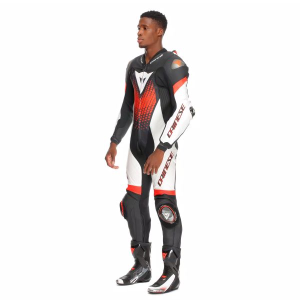Dainese Laguna Seca 6 Perf 1PC Leather Black White Red Fluo