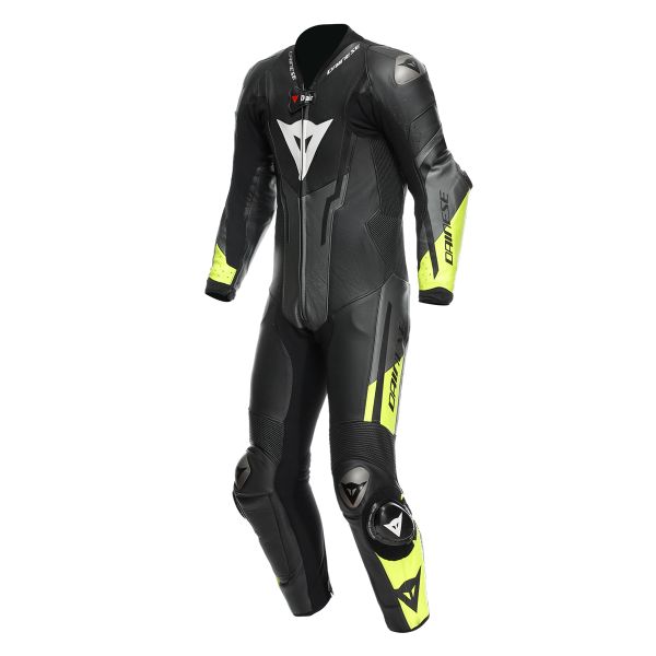 Motorrad-Lederkombi Dainese Misano 3 Perf. D-Air 1PC Black Anthracite Fluo Yellow