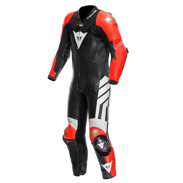 Motorrad-Lederkombi Dainese Mugello 3 Perf. D-Air 1PC Black Fluo Red White