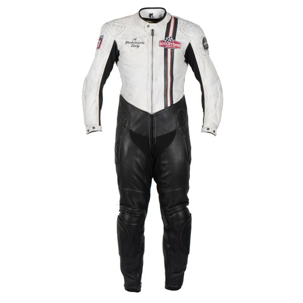 Motorrad-Lederkombi Helstons Stirling Suit Black White
