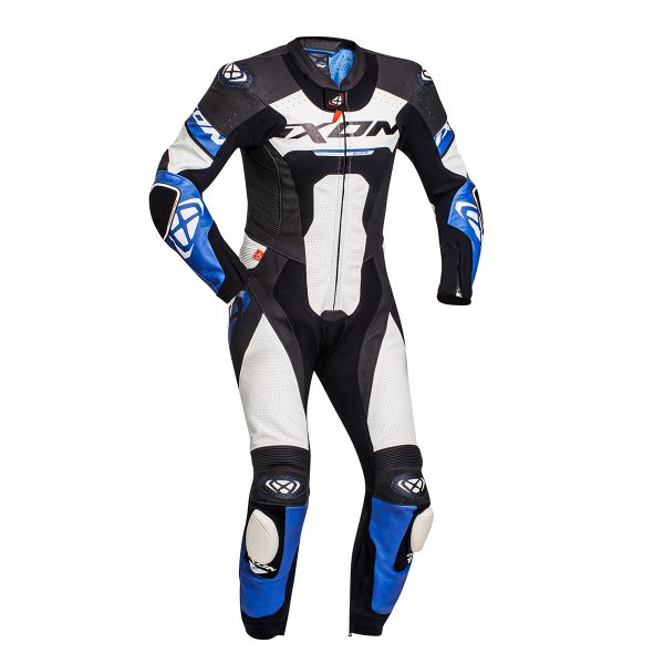 Motorrad-Lederkombi Ixon Jackal Black White Blue