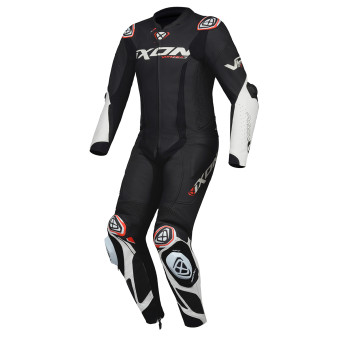 Motorrad-Lederkombi Ixon Vortex 3 Black White