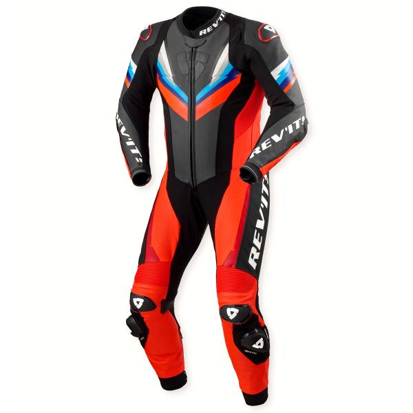 Motorrad-Lederkombi REV'IT One Piece Quantum 3 Neon Red Black