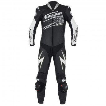 Motorrad-Lederkombi Furygan Full Ride Black White Silver