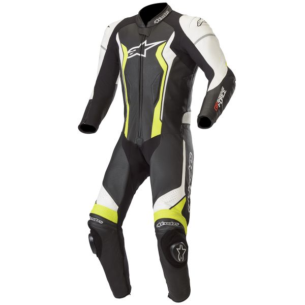 Motorrad-Lederkombi Alpinestars GP Force Black White Yellow Fluo