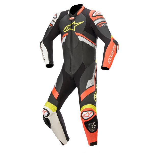Motorrad-Lederkombi Alpinestars GP Plus V3 Suit Black Red Fluo White
