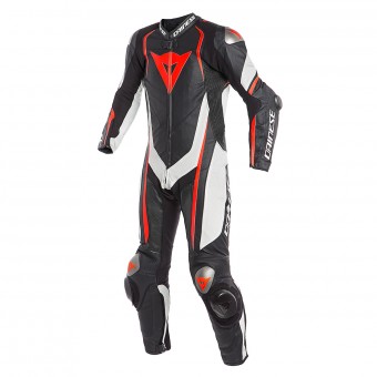 Motorrad-Lederkombi Dainese Kyalami 1PC Perforated Black White Fluo Red
