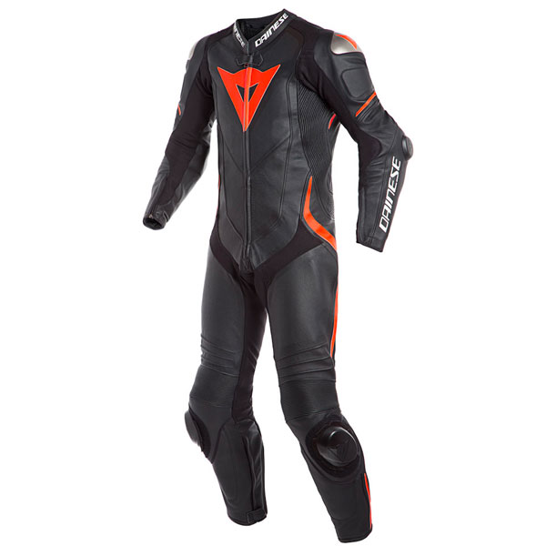 Motorrad-Lederkombi Dainese Laguna Seca 4 1PC Perforated Black Fluo Red